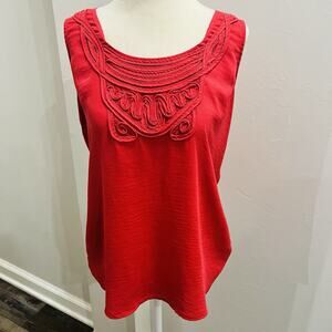 Banana Republic Women's Red Sleeveless Ribbon Accent Top Size L (A0132)